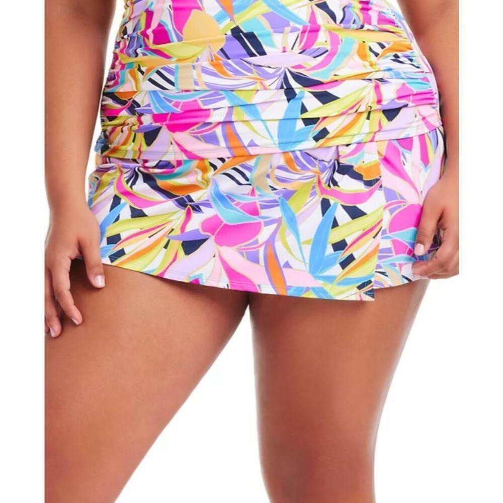 Bleu by Rod Beattie Plus Size Multicolor Draped-Skirt Hipster Swim Bottoms 20W